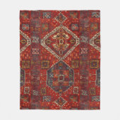 ダークレッドのオリエンタルラグデザインno5 フリースブランケット (正面)