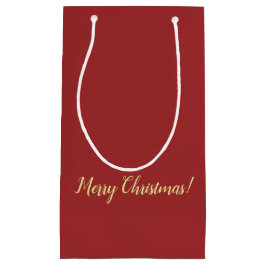 ダークレッドのクリスマスギフトバッグ スモールペーパーバッグ