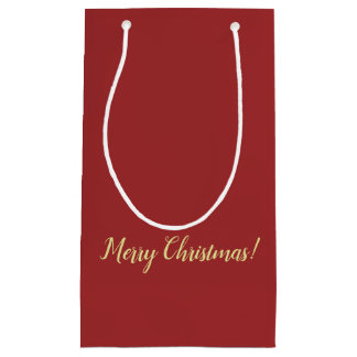 ダークレッドのクリスマスギフトバッグ スモールペーパーバッグ