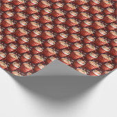 ダークレッドのクリスマスコーヒーカップ ラッピングペーパー (角)