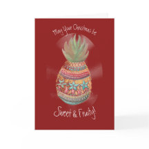 ダークレッドのクリスマスパイナップルカード