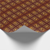 ダークレッドのクリスマスメタリック金ゴールド ラッピングペーパー (角)