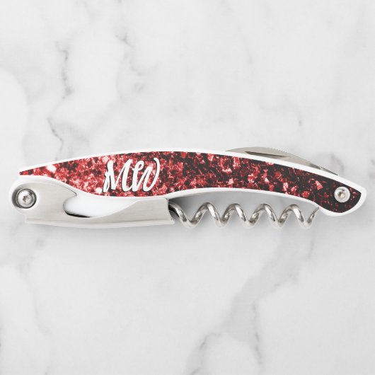 ダークレッドのスパンコールモノグラム ソムリエナイフ (正面)