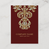 ダークレッドのダイヤモンドと金ゴールドフローラ旋回 名刺 (正面)