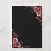 ダークレッドのバラ、ストリングライトブラック30th誕生日 招待状 (裏面)