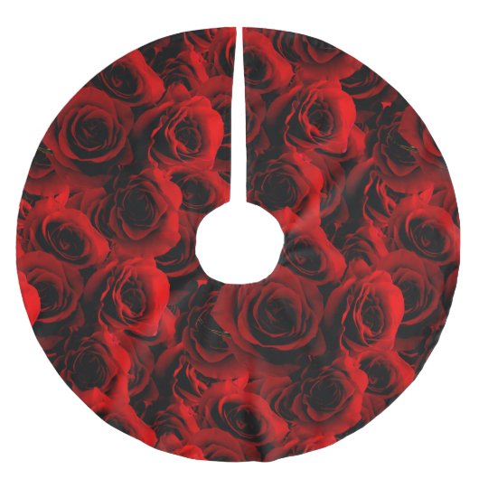 ダークレッドのバラ ブラッシュドポリエステルツリースカート (正面)