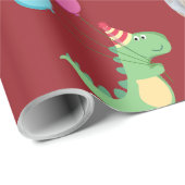 ダークレッドのフォトレディかわいいディノス ラッピングペーパー (ロールコーナー)