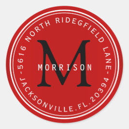 ダークレッドのモノグラム住所 シール