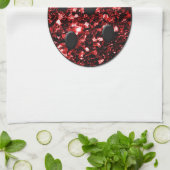 ダークレッドのラディバグフェイクグリッターのキラキラ キッチンタオル (折り畳み)