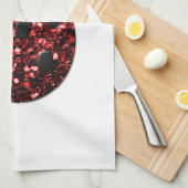 ダークレッドのラディバグフェイクグリッターのキラキラ キッチンタオル (四つ折り)