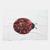 ダークレッドのラディバグフェイクグリッターのキラキラ キッチンタオル (横)