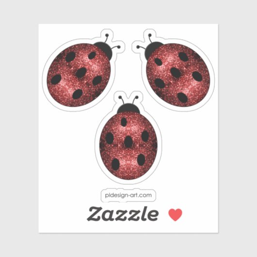 ダークレッドのラディバグフェイクグリッターのキラキラ シール (シート)