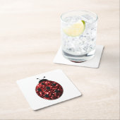 ダークレッドのラディバグフェイクグリッターのキラキラ スクエアペーパーコースター (インサイチュ)