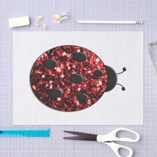 ダークレッドのラディバグフェイクグリッターのキラキラ 薄葉紙 (クラフト)