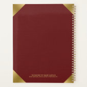 ダークレッドのレザーイメージプリント(金ゴールドアクセント付) プランナー手帳 (裏面)