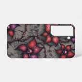 ダークレッドの花と棘のある蔓 SAMSUNG GALAXYケース (裏面横)