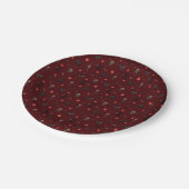 ダークレッドよくはしゃぐハロウィーンパターン ペーパープレート (アングル)