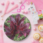 ダークレッドアジアユリフローラ ペーパープレート (パーティー)