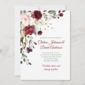 ダークレッドウィンターフローラ結婚式招待状 招待状 (正面)