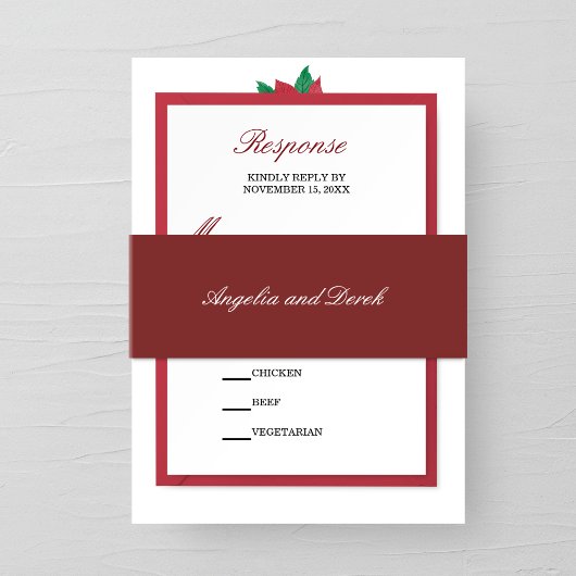 ダークレッドウォーター色結婚式招待状ベリーバンド 招待状ベリーバンド