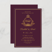 ダークレッドエレガントゴールデン結婚書道 (正面/裏面)