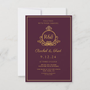 ダークレッドエレガントゴールデン結婚書道