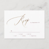 ダークレッドエレガントプラムブルゴーニュ金ゴールドザ結婚ーズ 出欠カード (正面)