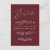 ダークレッドエレガントプラムブルゴーニュ金ゴールドザ結婚ーズ 出欠カード (正面)