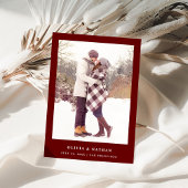 ダークレッドエレガント文字と写真 | 結婚s セーブザデート