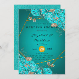 ダークレッドオレンジフローラウェディングシャワー招待状 招待状