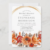 ダークレッドオレンジフローラ幾何学的ブライダルシャワー 招待状 (正面)