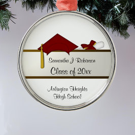 ダークレッドキャップ卒業オーナメント メタルオーナメント