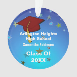 ダークレッドキャップ&スターズアクリル卒業オーナメント オーナメント