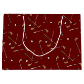 ダークレッドクラシックゴルフゴルファーのクラブボールパターン ラージペーパーバッグ (正面)