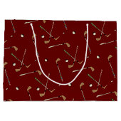 ダークレッドクラシックゴルフゴルファーのクラブボールパターン ラージペーパーバッグ (裏面)