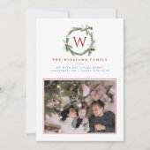 ダークレッドクリスマスベリーワレアホリーモノグラム シーズンカード (正面)