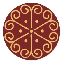 ダークレッドクリスマス封筒用シールと金ゴールドスノーフレーク