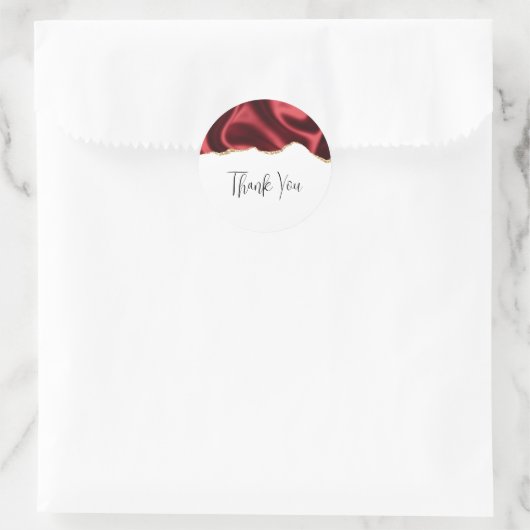 ダークレッドグラムウェーブサテン抽象デザインありがとう ラウンドシール (バッグ)