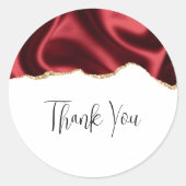 ダークレッドグラムウェーブサテン抽象デザインありがとう ラウンドシール (正面)