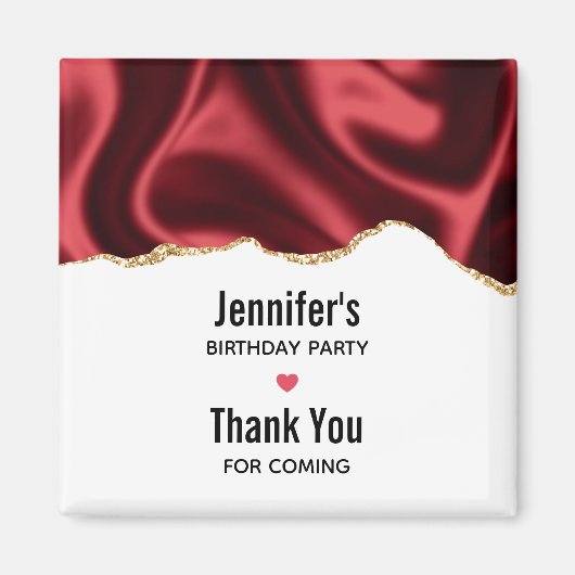 ダークレッドグラムウェーブサテン抽象デザインイベント マグネット (正面)