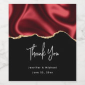 ダークレッドグラムウェーブサテン抽象デザイン結婚ズ ワインラベル (シングルラベル)