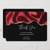 ダークレッドグラムウェーブサテン抽象デザイン サンキューカード (正面/裏面)