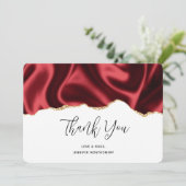 ダークレッドグラムウェーブサテン抽象デザイン サンキューカード (スタンド正面)