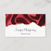 ダークレッドグラムウェーブサテン抽象デザイン 名刺 (正面)