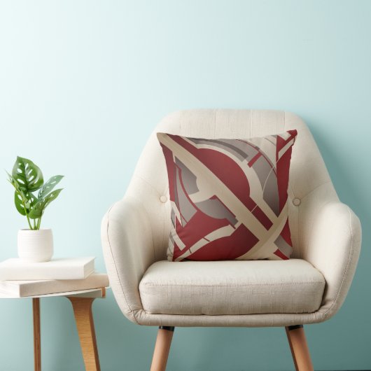 ダークレッドグレートープ対角はっきりした抽象芸術アート クッション (椅子)