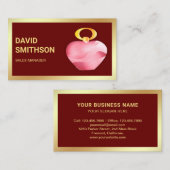 ダークレッドゴールドフォイルピンク香料ボトル 名刺 (正面/裏面)