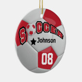ダークレッドサッカーボール | DIYの名前と番号 セラミックオーナメント (右)