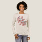 ダークレッドスクイグルアクア稲妻ストライクデザイン トライブレンドTシャツ (正面全体)