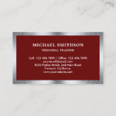 ダークレッドスチールバーベルフィットネスパーソナルトレーナー 名刺 (裏面)