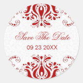 ダークレッドスワールレースとホワイトダマスク ラウンドシール (正面)